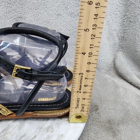 Tory Burch Shoes Womens Size 8 .5 Sinclair Black Leather Sandals *GUC* - Picture 2 of 12